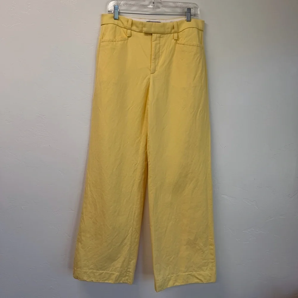 NWOT Banana Republic Soft Yellow Linen Blend Wide Leg ISLET Pants Size 8